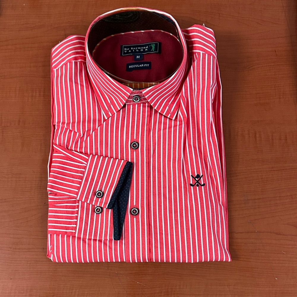 Raymond Red and White Striped Men's Shirt